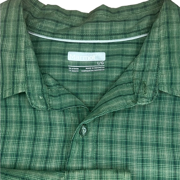 MARMOT Long Sleeve Men’s Large Green Plaid Button Down Shirt - Picture 4 of 5